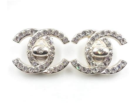 chanel earrings crystal|silver chanel clip on earrings.